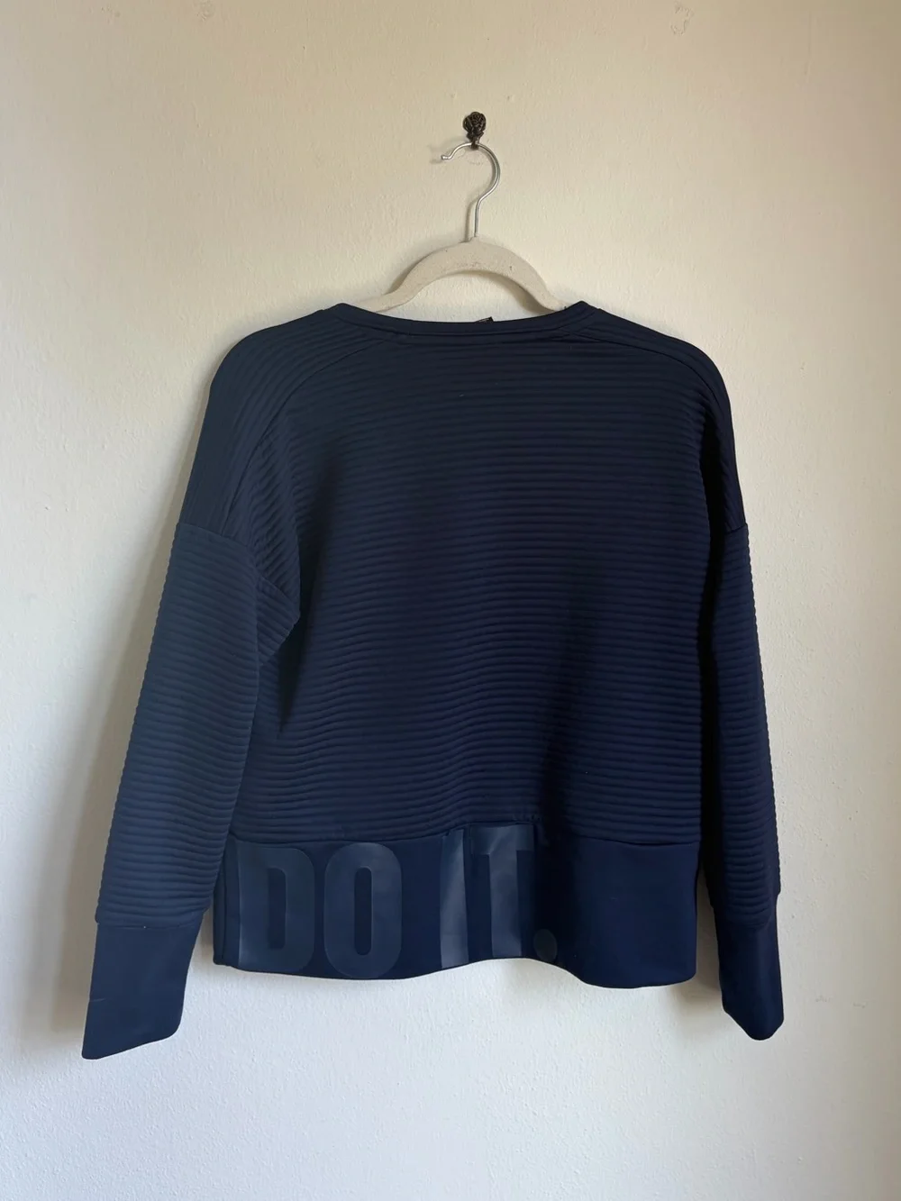 Nike Just Do It Ribbed Pullover Sweatshirt Navy